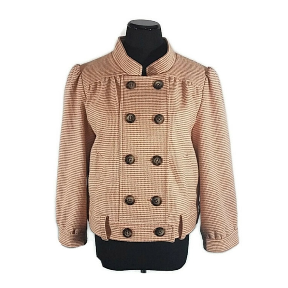 Anthropologie Salmon/Orange Houndstooth Jacket
